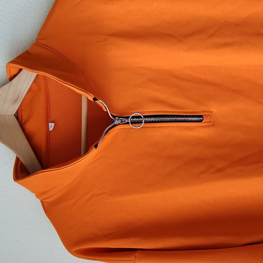 Orange sweatshirt 1/4 zip pullover Unisex Sz M running visible biking outdoors - Picture 2 of 9